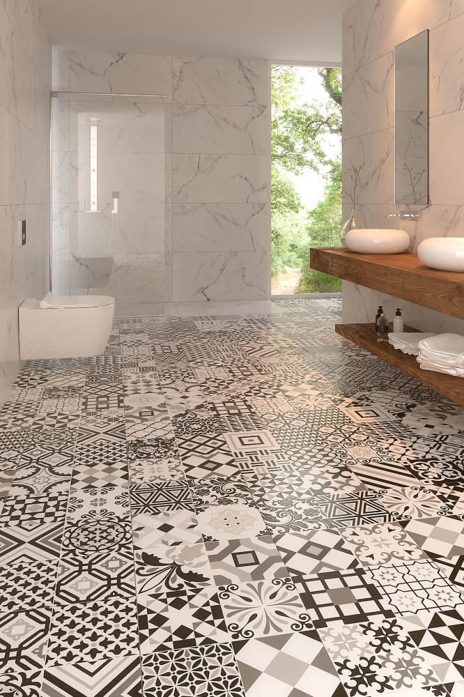 FLISER & KLINKER – LIFE 50x50cm Hvid-Sort(Mix) (Mat)