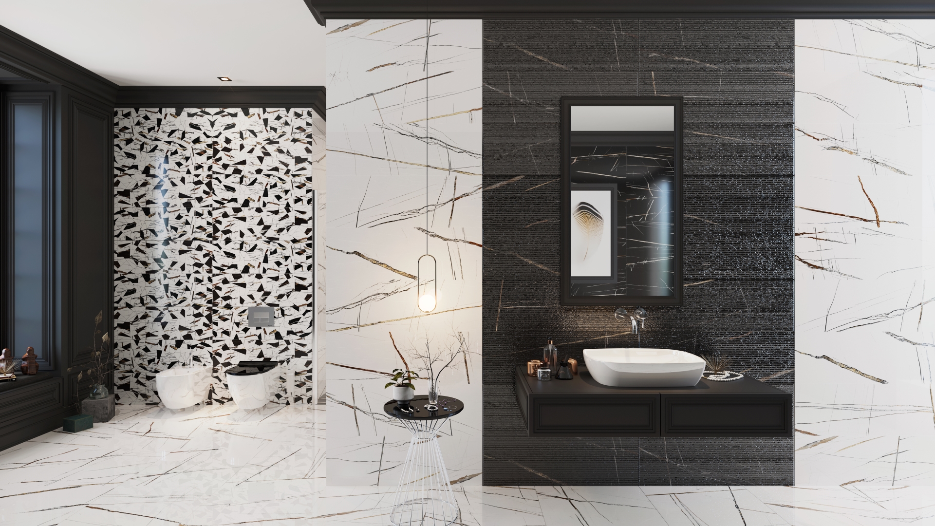 FLISER & KLINKER – 0RION 30x90cm Hvid Mix, Sort, Hvid,(Blank)