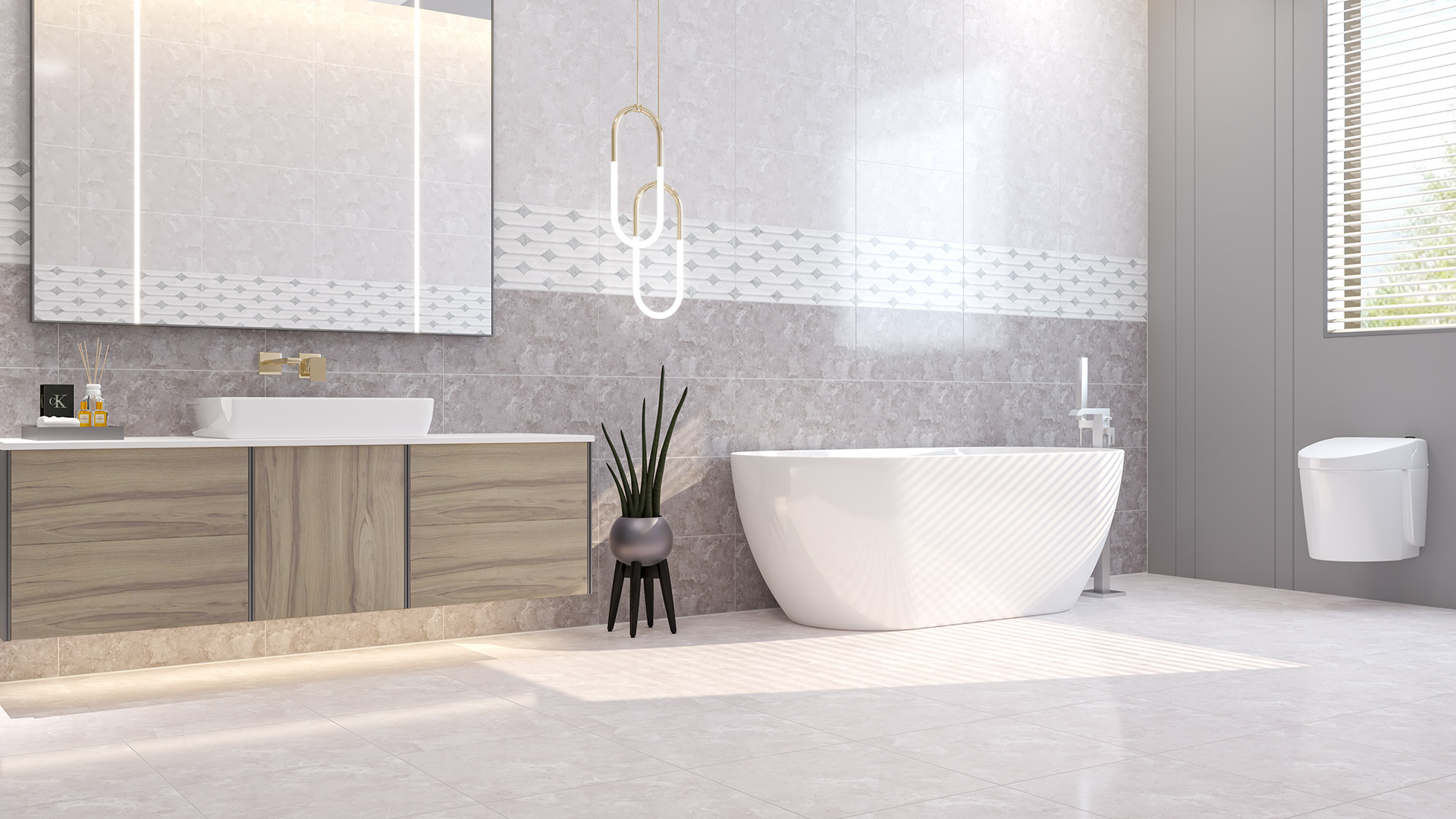 FLISER & KLINKER – DIVA30x60cm Koksgrå, Grå, Grå Dekor (Blank)